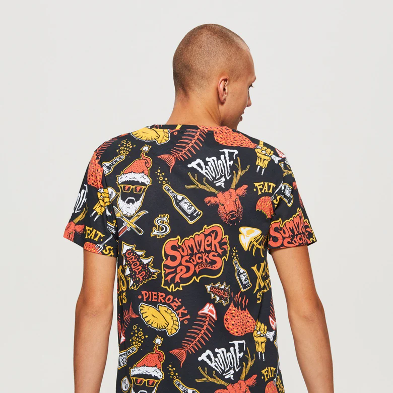 T-Shirt With All Over Christmas Print - Image 2