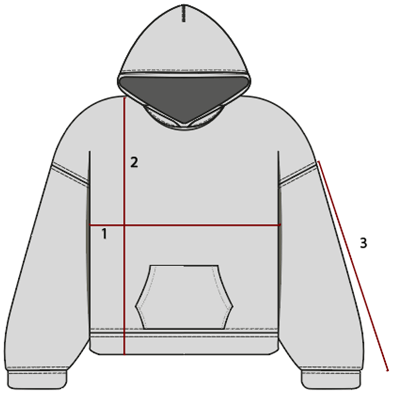 Hoodie measurement reference