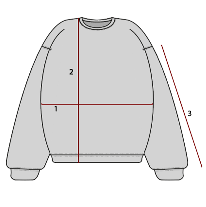 Sweatshirt measurement reference